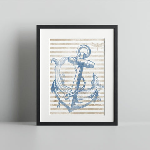 Nautical Anchor Design with Stripes Wall Art Product