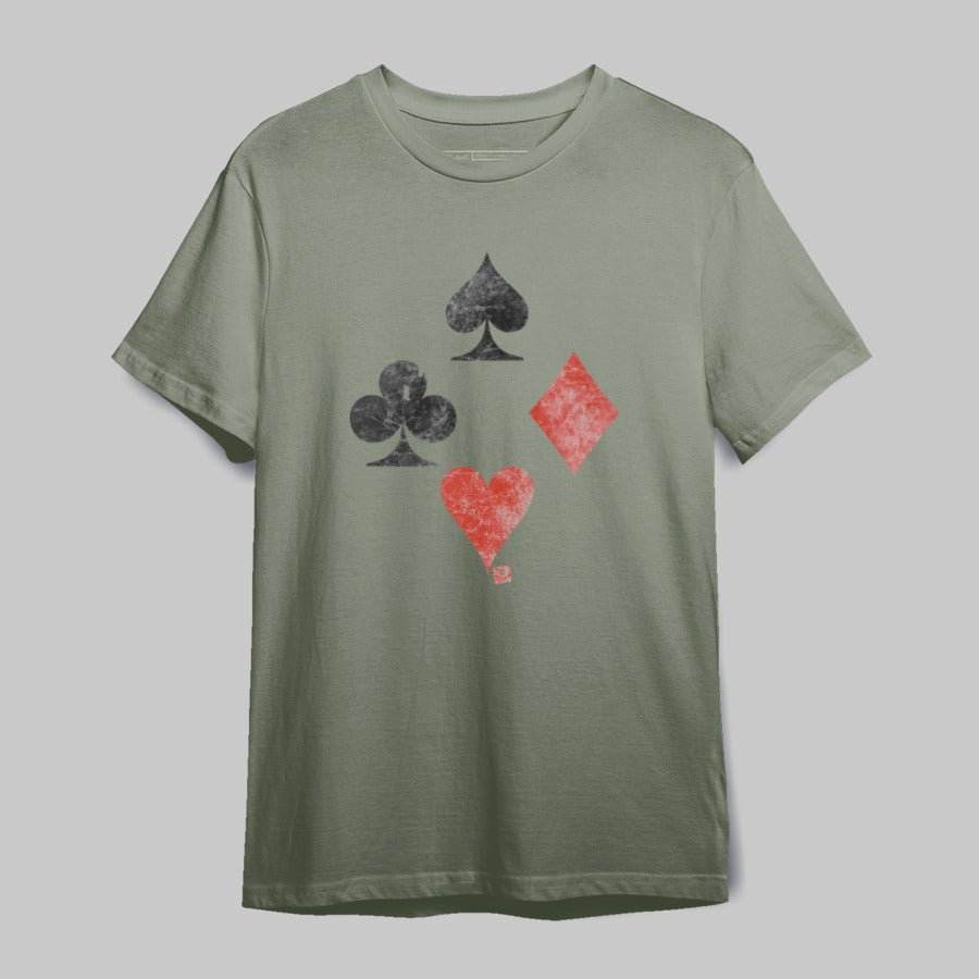 Vintage Card Suits Graphic Tee Four Symbols