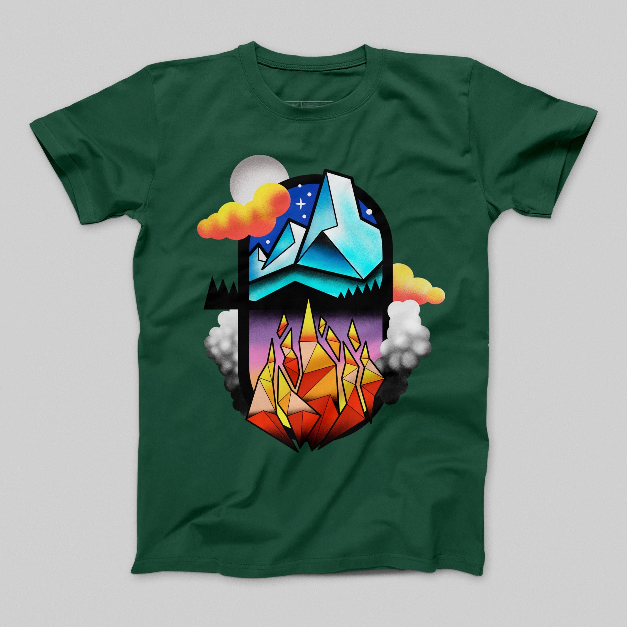 Vibrant Abstract Geometric Mountain Scene T-shirt