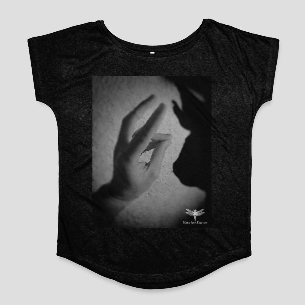 Shadow Hand Dog Illusion Graphic T-Shirt