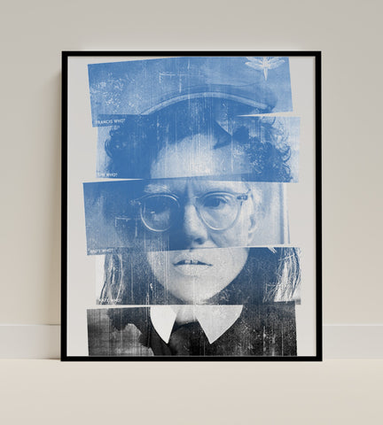 Vintage Collage Art with Blue Overlay Effect Poster