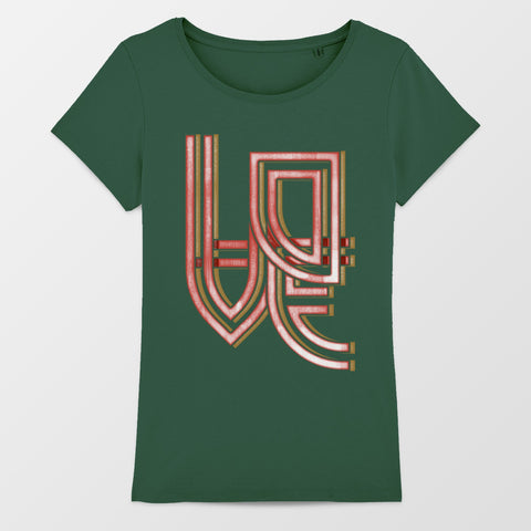 Bold Graphic Love Design on Green T-shirt