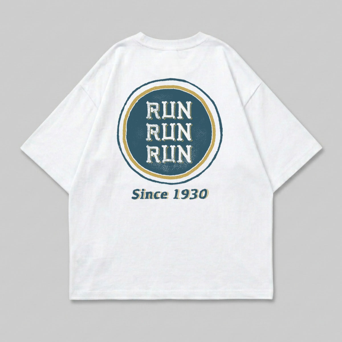White Since 1930 RUN RUN RUN Logo Back Graphic product type