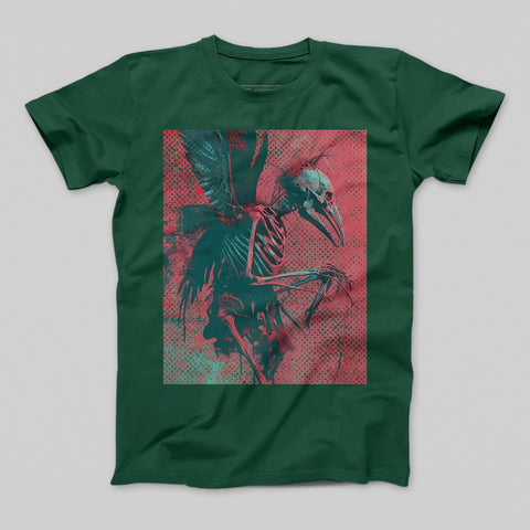 Skeleton Raven with Vibrant Graphic Design T-Shirt