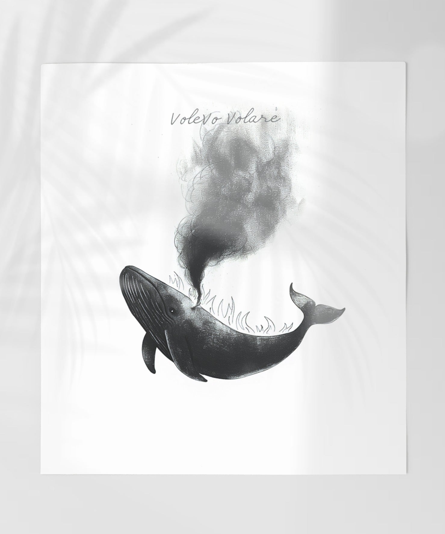 Whale Illustration with Smoke Artwork Print