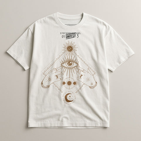 Mystical Eye and Celestial Symbols Printed T-Shirt
