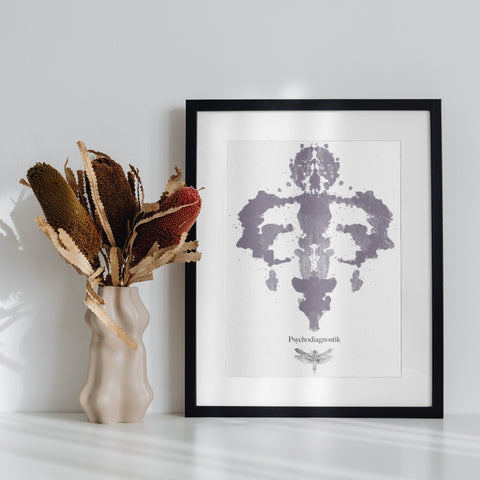 Abstract Rorschach Inkblot Art Print in Black Frame