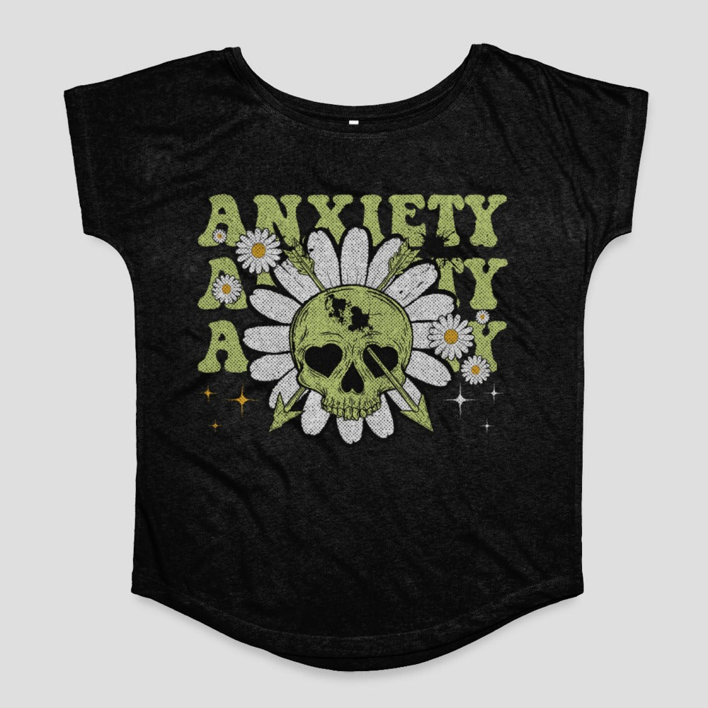 Anxiety Floral Skull Graphic T-Shirt