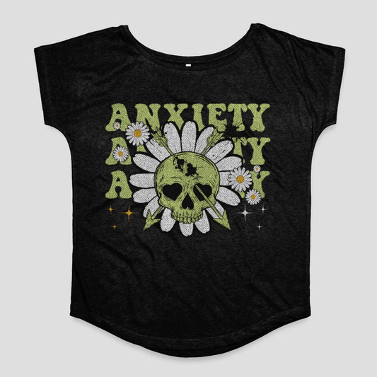 Anxiety Floral Skull Graphic T-Shirt