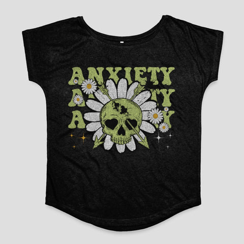 Anxiety Floral Skull Graphic T-Shirt