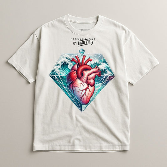 Limited Edition Artistic Heart Design T-shirt for Fashion Enthusiasts