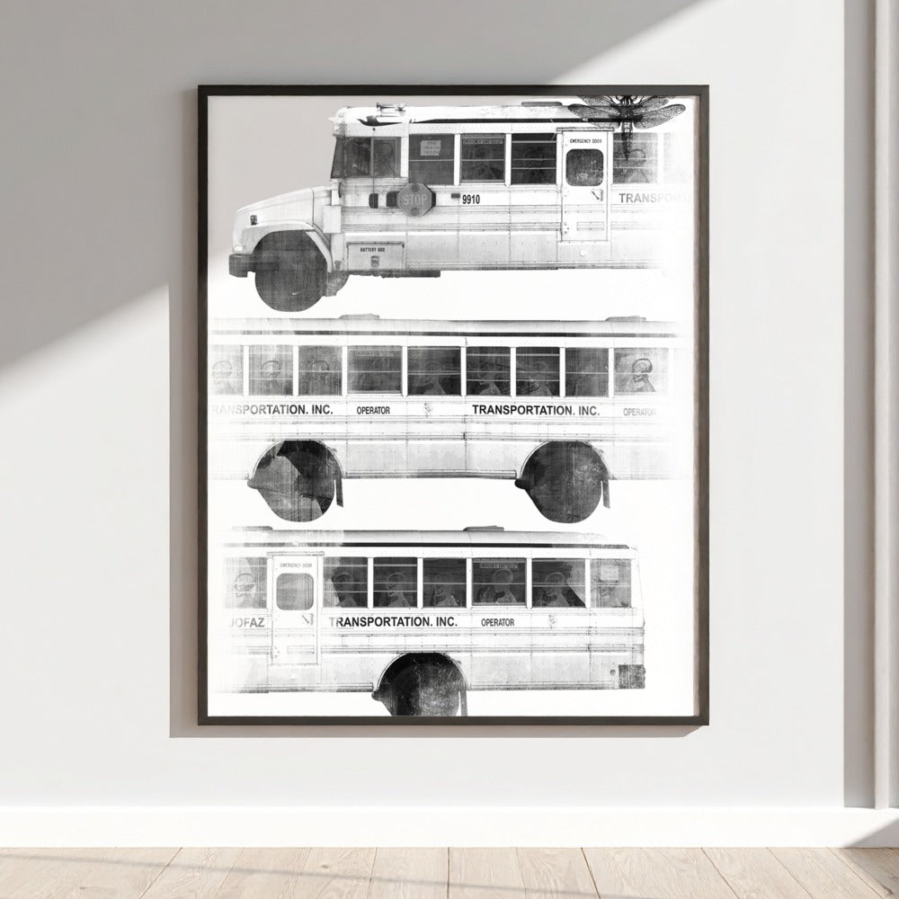 Vintage School Bus Artwork Print for Modern Decor