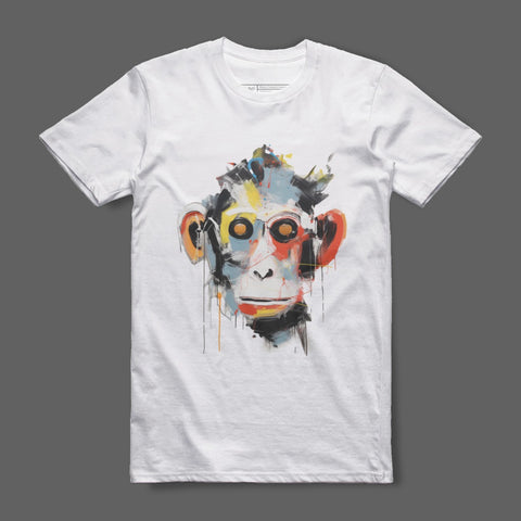 Colorful Abstract Monkey Design T-Shirt Printed Artwork