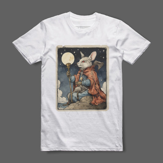 Fantasy Rabbit Wizard Staff Moonlight T-shirt