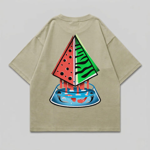 Red Green Watermelon Tiger Stripe Fishbowl Graphic t-shirt