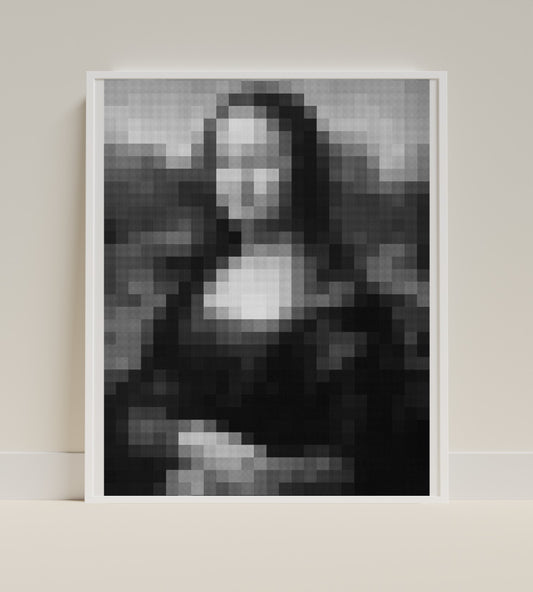 Pixelated Monochromatic Mona Lisa Artwork Print
