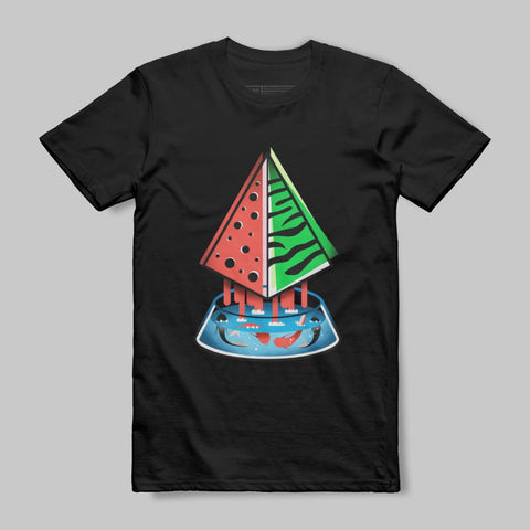 Geometric Melon and Ocean Graphic Design Shirt