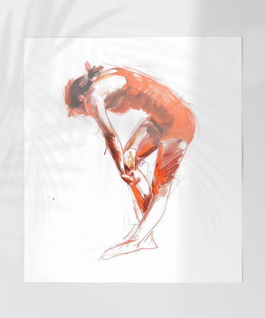 Abstract Red Figure Sketch Poster Art Print