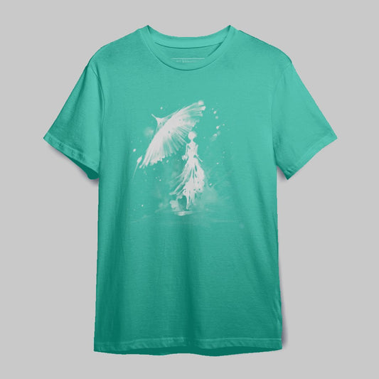 Abstract Angelic Figure Teal Artistic Design Shirt