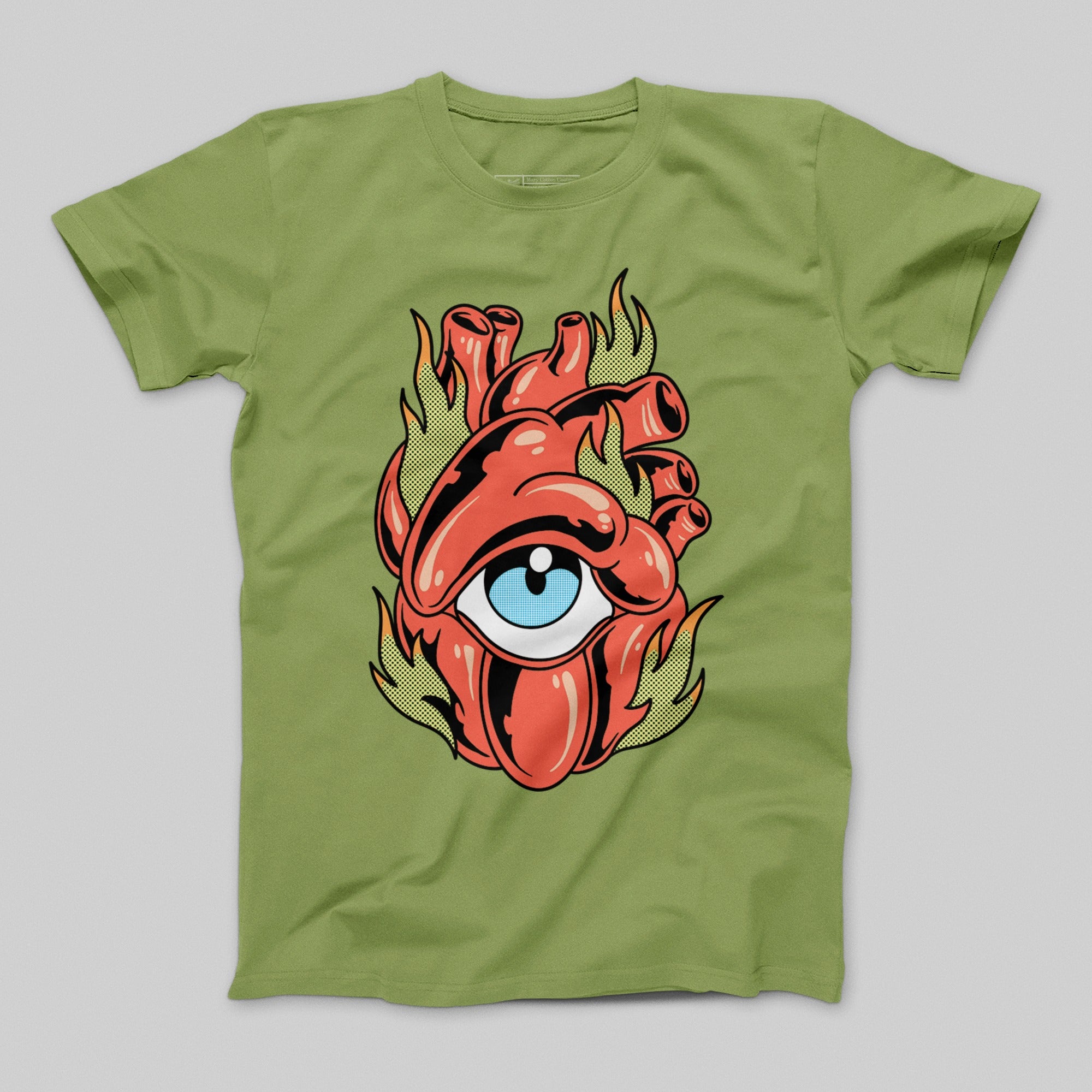 Eye in Flaming Heart Graphic T-Shirt