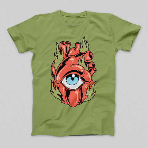 Eye in Flaming Heart Graphic T-Shirt