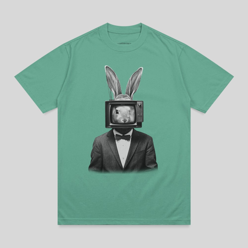 Vintage Television Rabbit Head Suit Gentleman T-Shirt