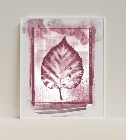 Abstract Leaf Print Artwork with White Frame Art