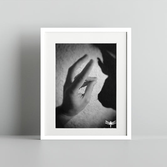 Abstract Hand and Shadow Black and White Art Print