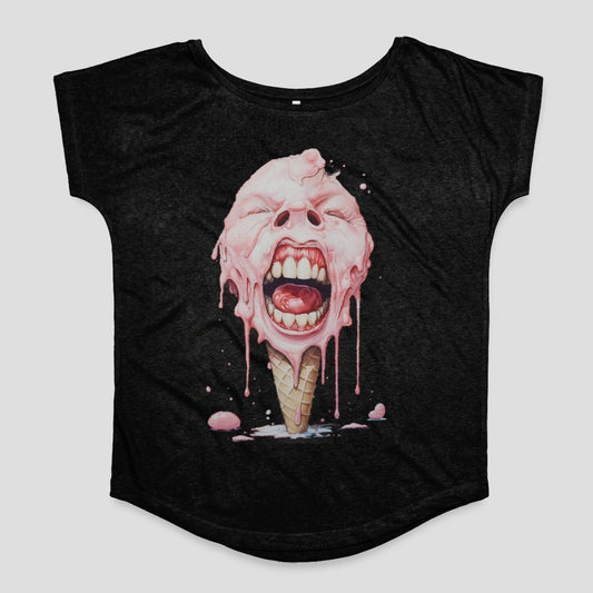 Pink Melting Ice Cream Face Design T-shirt