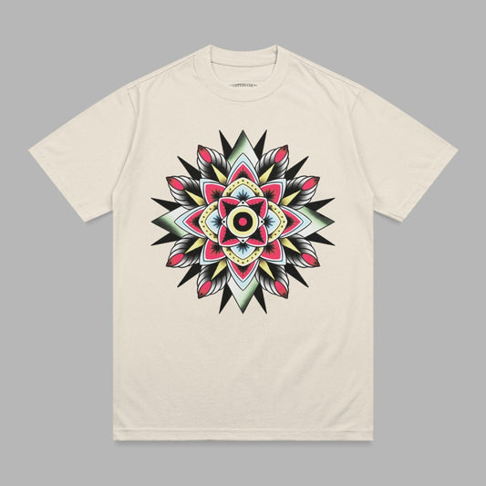 Colorful Tattoo Art Mandala Star Flower Design Cream product type