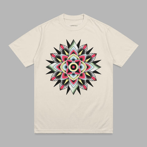Colorful Tattoo Art Mandala Star Flower Design Cream product type