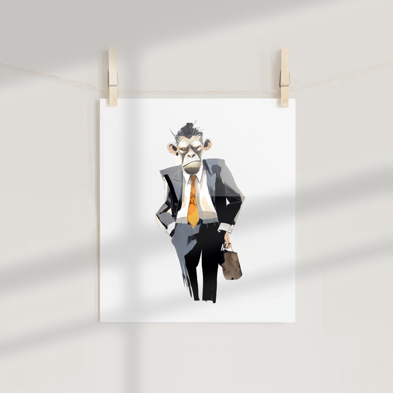 Monkey in Business Suit Art Print Wall Decor