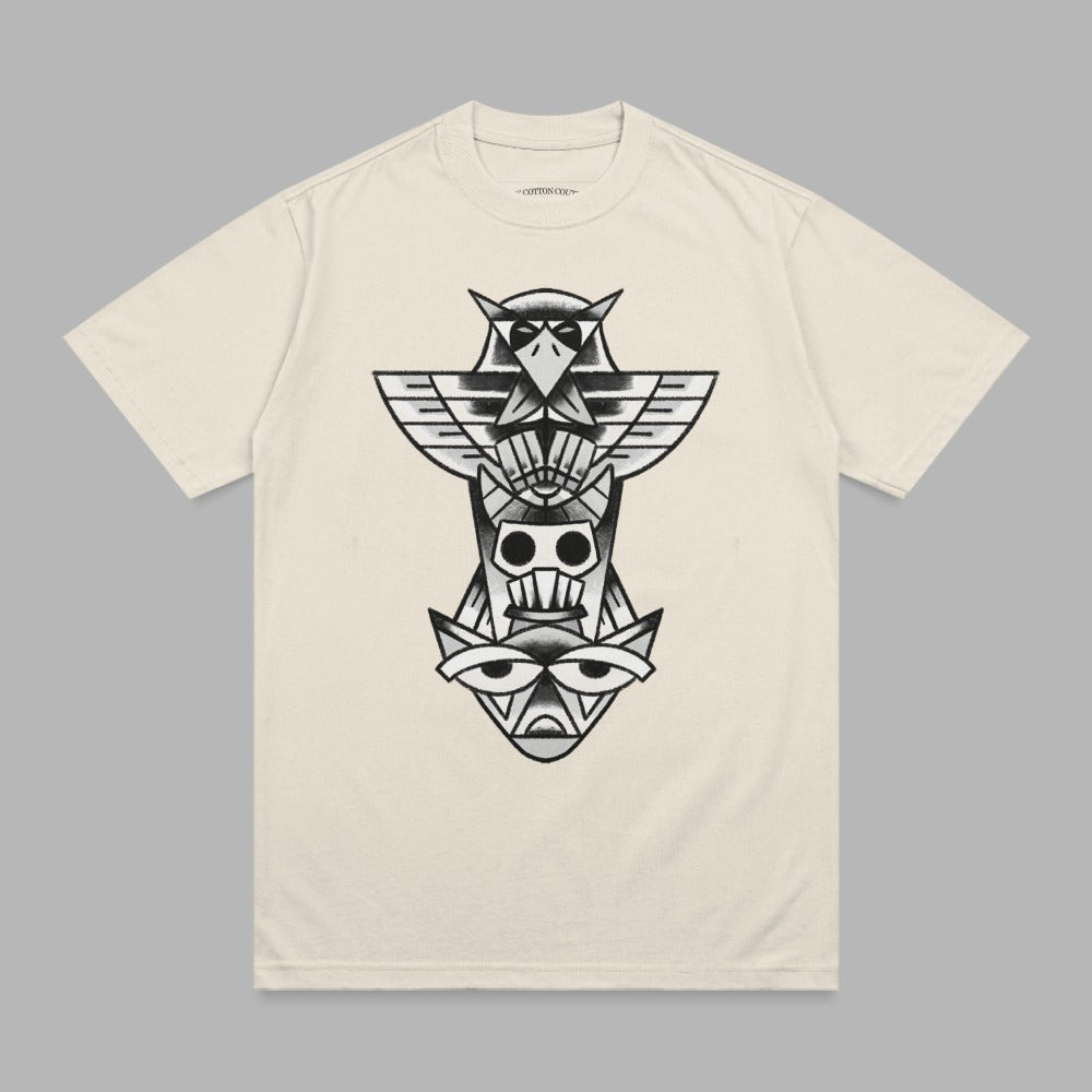 Stylized Totem Pole Eagle Skull Eye Design T-shirt product type