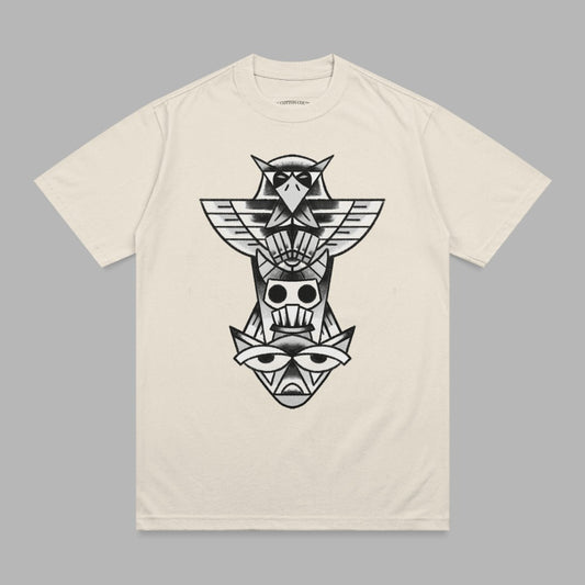 Stylized Totem Pole Eagle Skull Eye Design T-shirt product type
