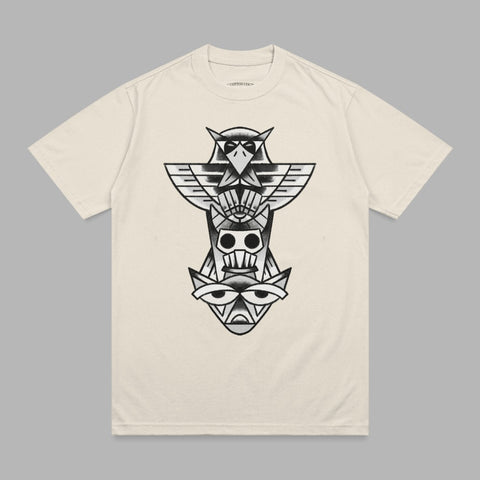 Stylized Totem Pole Eagle Skull Eye Design T-shirt product type