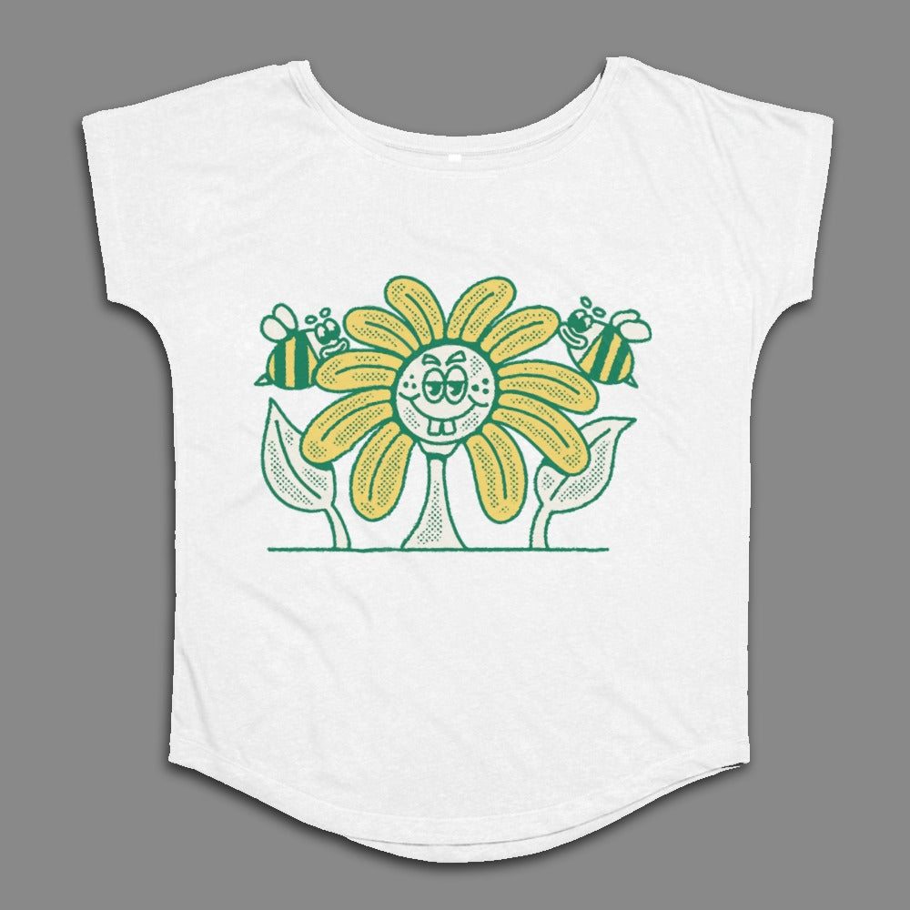 Happy Flower and Bees Design Women's T-Shirt