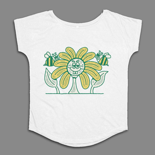 Happy Flower and Bees Design Women's T-Shirt