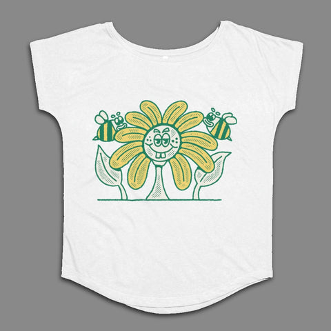 Happy Flower and Bees Design Women's T-Shirt