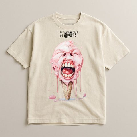 Screaming Melting Ice Cream Face Graphic Tee