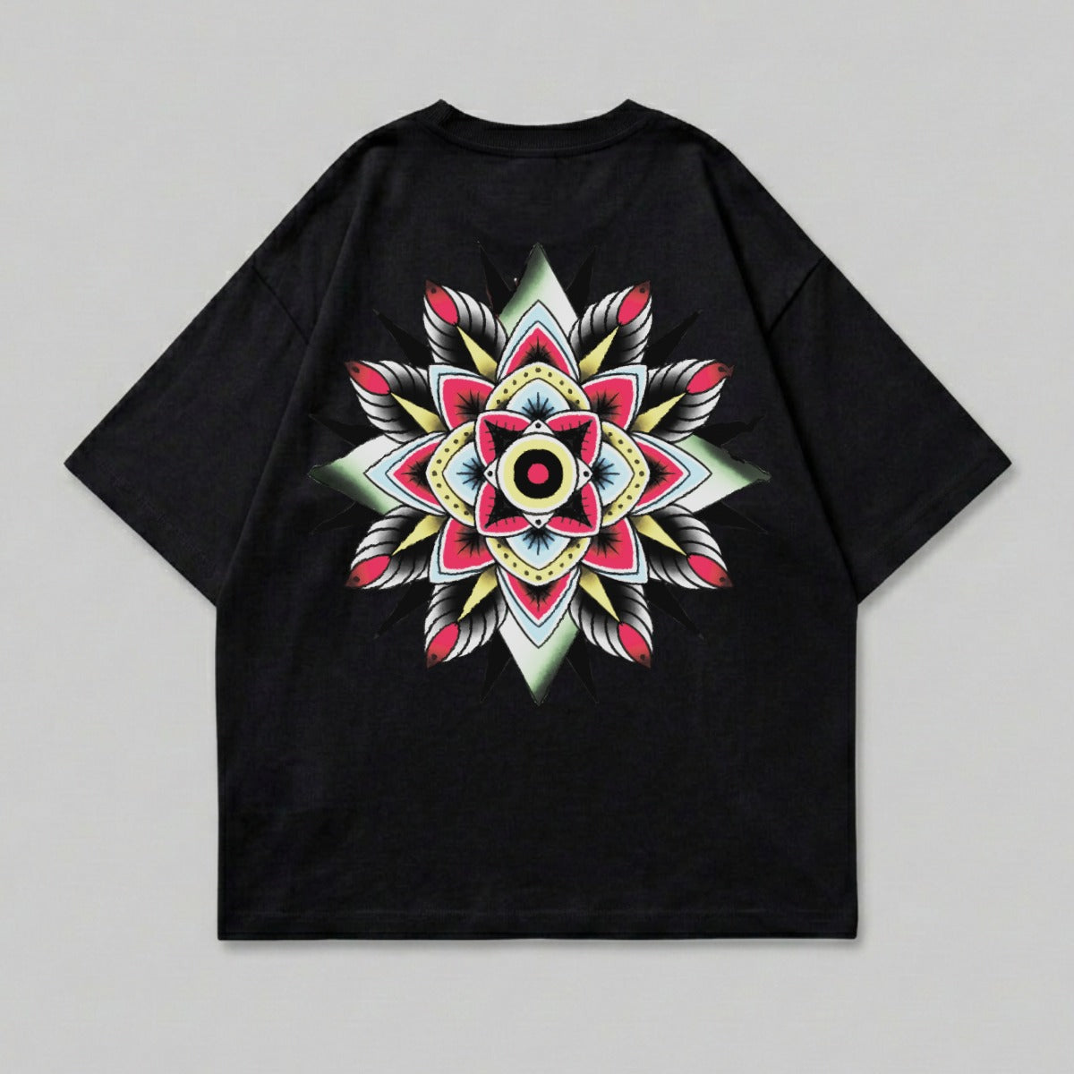 Black Floral Mandala Tattoo Art Colorful Graphic product type