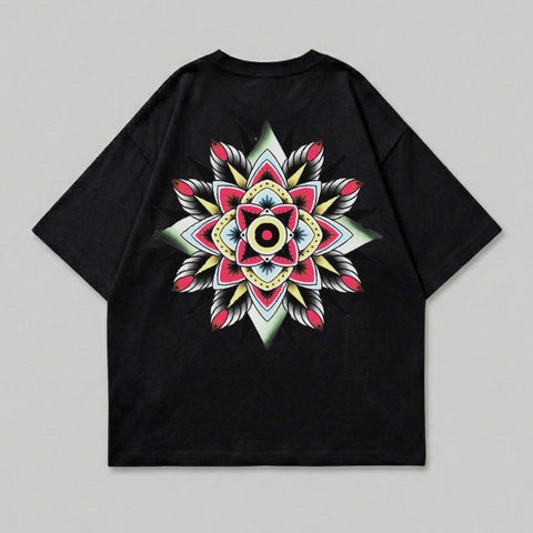 Black Floral Mandala Tattoo Art Colorful Graphic product type