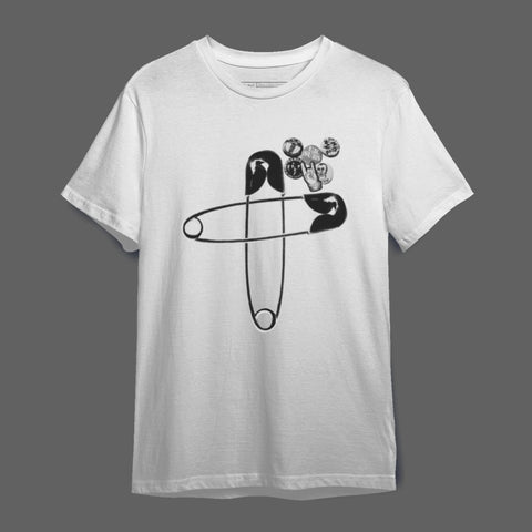 Abstract Pattern Safety Pin Design T-shirt