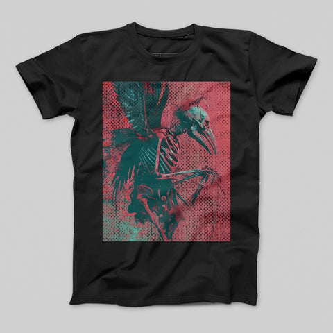 Skeletal Bird Dark Graphic Art T-Shirt