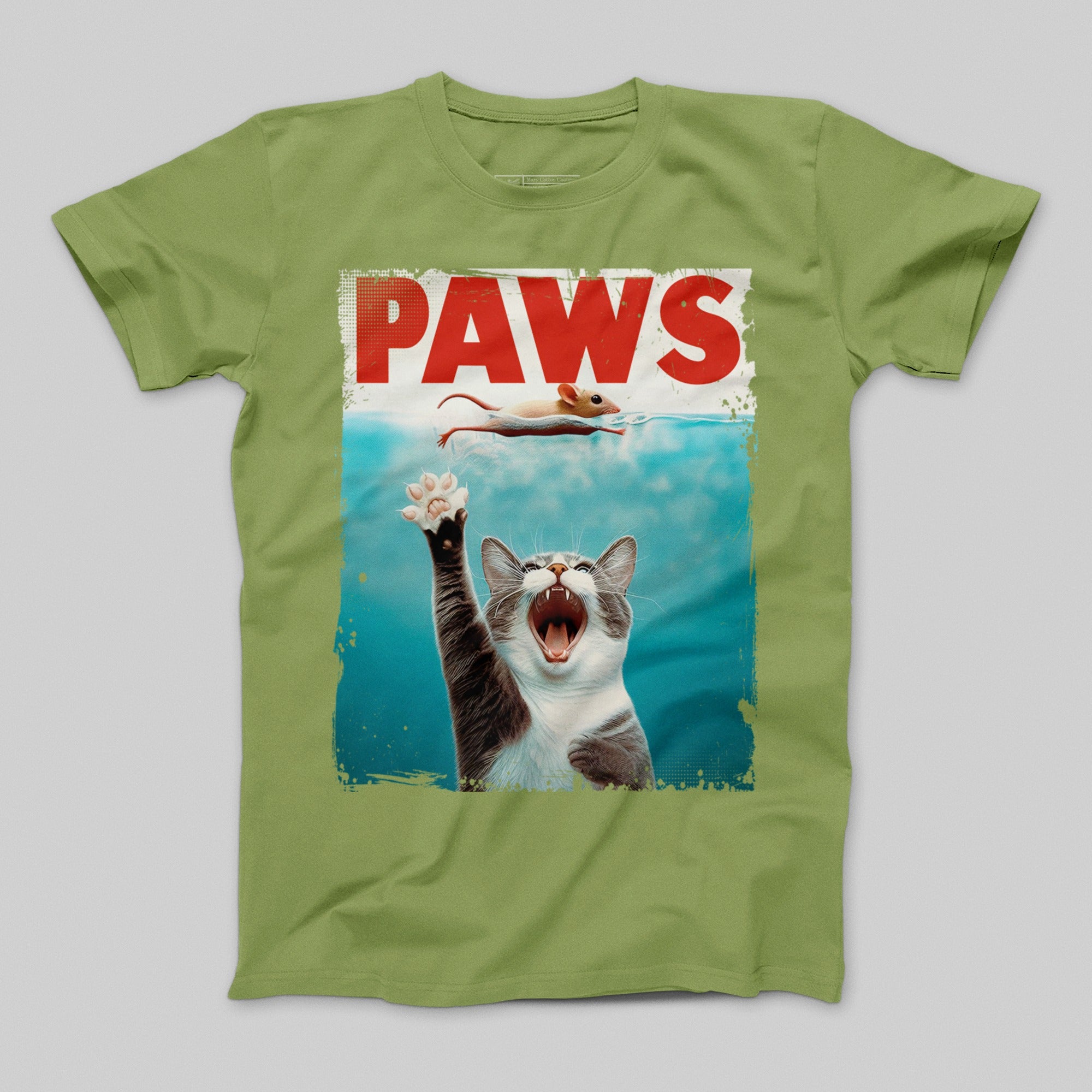 Funny Cat Paws T-shirt With Mouse Print Graphic Tee