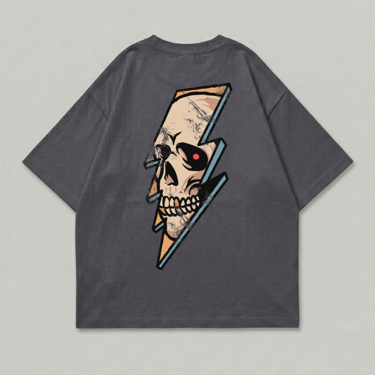 Dark Grey Skull Lightning Graphic Oversized T Shirt product type