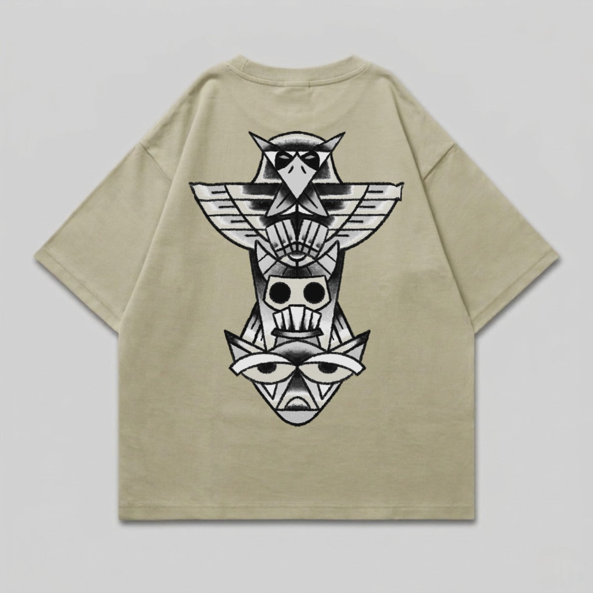 Ornate Totem Style Faces Back Graphic T-Shirt product type