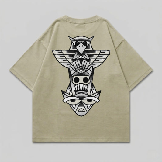 Ornate Totem Style Faces Back Graphic T-Shirt product type