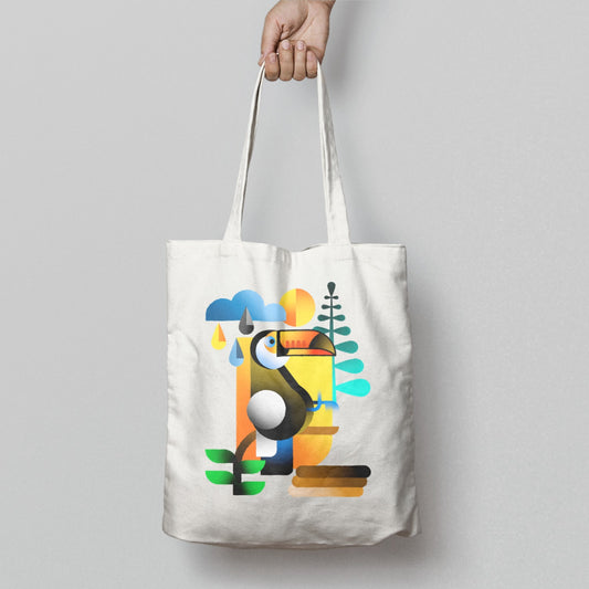 Colorful Toucan Illustration Tote Bag Product