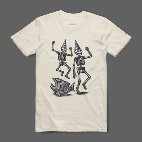 Dancing Skeletons Fish Graphic T-Shirt Design