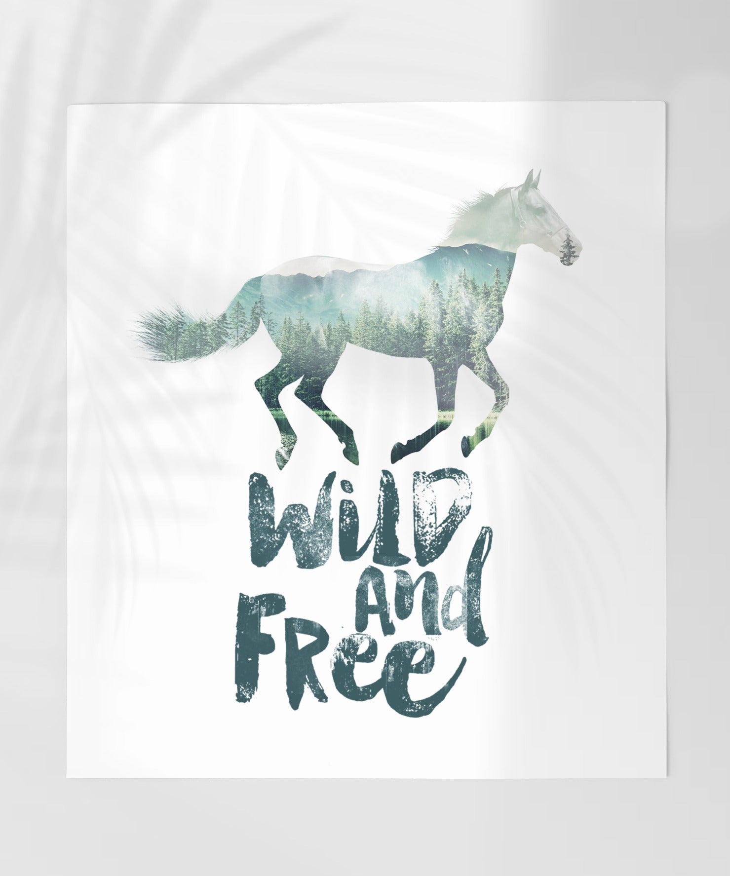 Wild and Free Horse Forest Double Exposure Art Poster